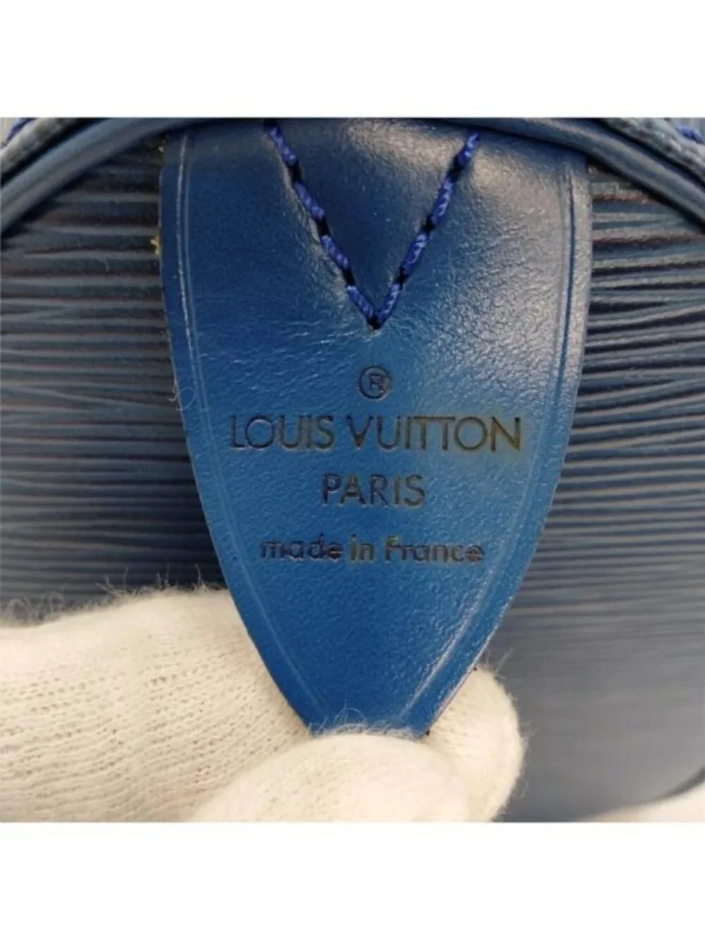 Authentic Louis Vuitton Speedy 25 Blue Epi Leather Handbag Satchel Bag